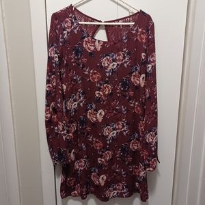 Speechless Burgundy Floral Dress
